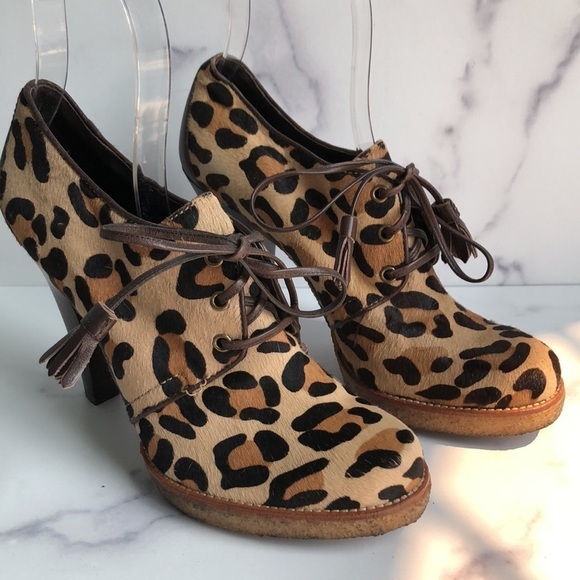 Coach Leopard Calf Hair Tullah Heels Booties Size 8.5B - Picture 1 of 14